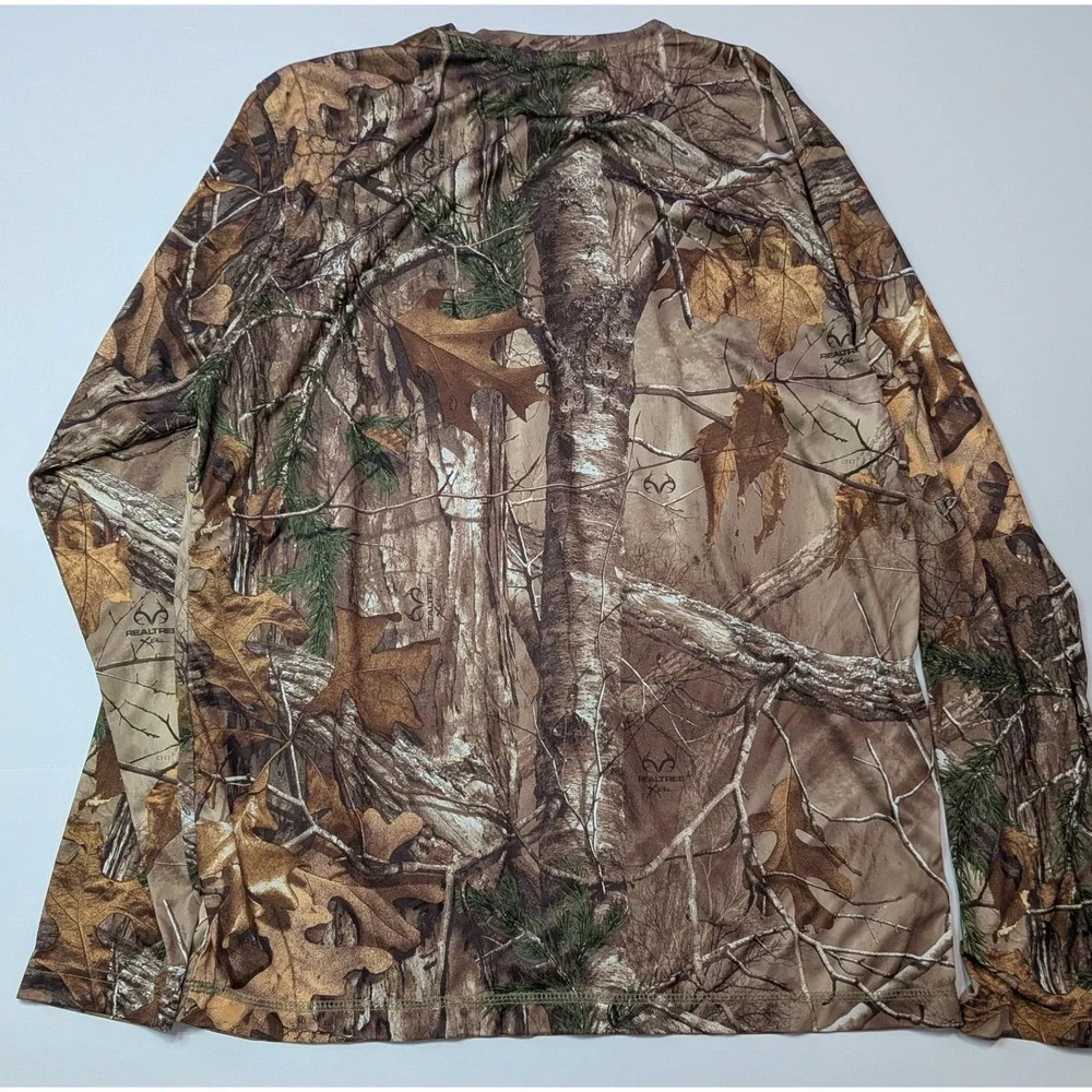 Realtree Xtra Camo Performance Shirt Mens Medium Brown Long Sleeve Hunting Top